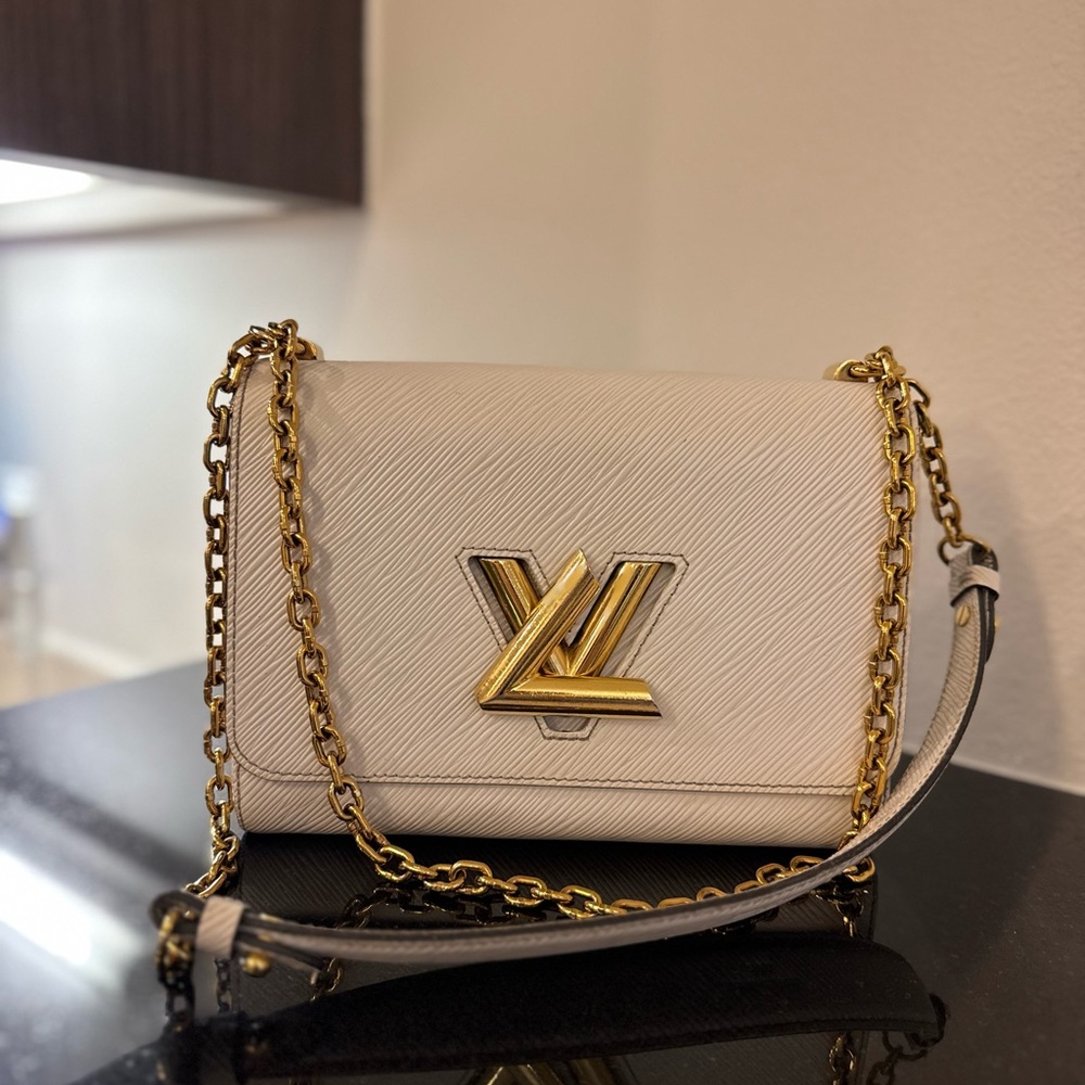 Louis Vuitton White Crossbody with Gold Chain